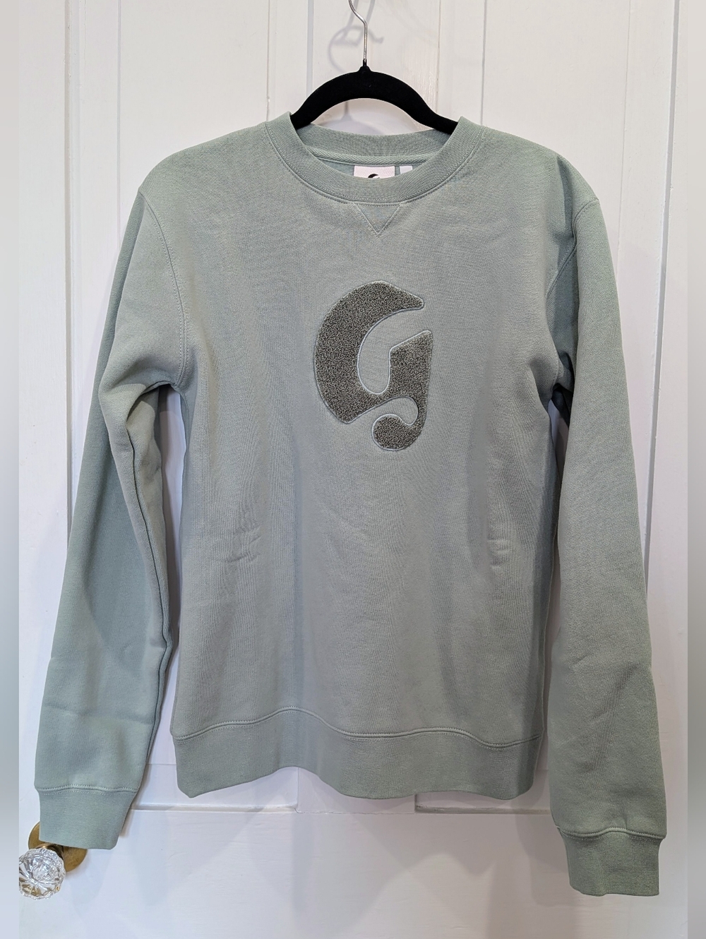 Glossier Sage Cozy Crewneck Sweatshirt with Embroidered Logo | Xsmall